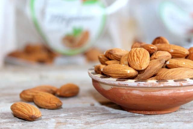 Raw Almonds In A Dish