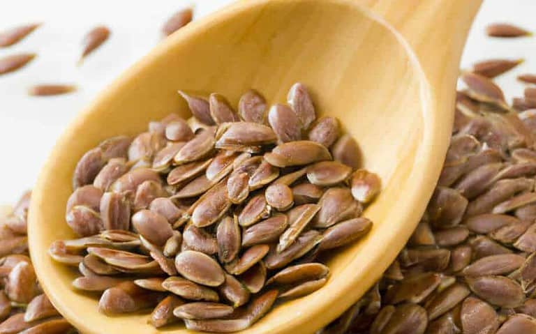 Wood Spoon Of Flax Seeds