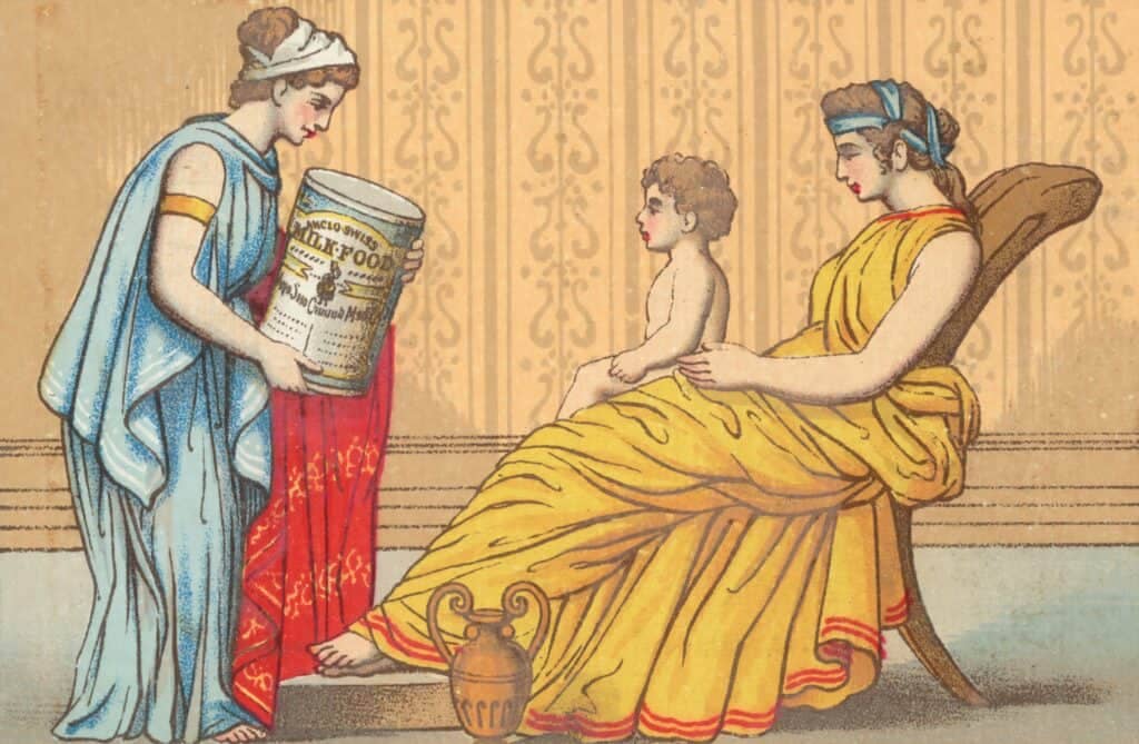 Two Women And A Child In Historical Advertising