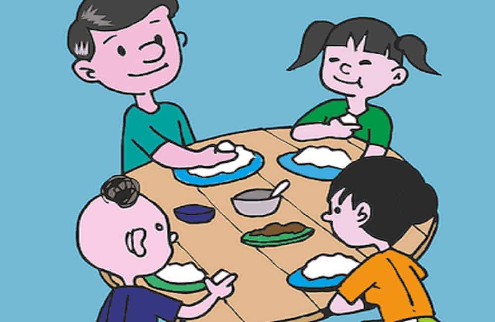 Vegan Family Eating Dinner