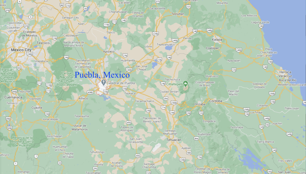 Map Of Puebla, Mexico