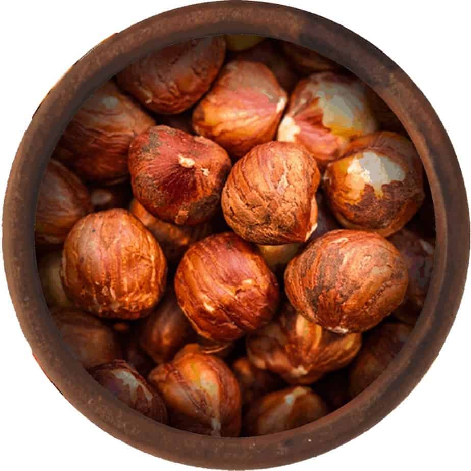 Bulk Hazelnuts With Skin In A Bowl