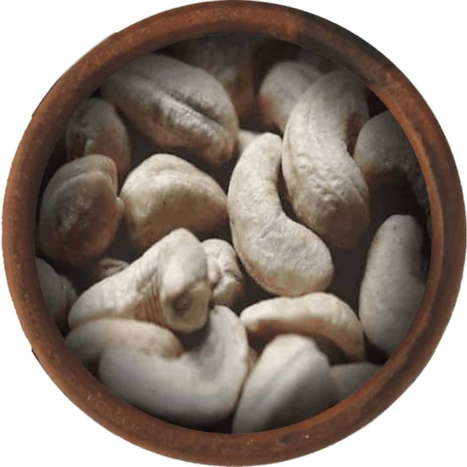Bulk Raw Cashews In A Bowl, History Of Cashew Production