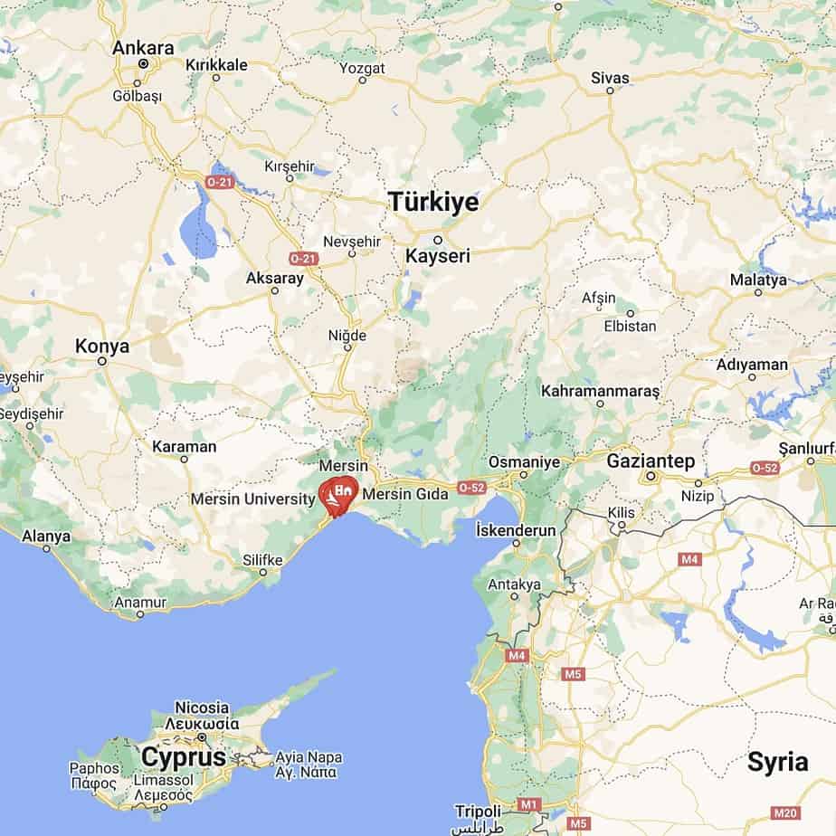 Map Of Mersin Port In Turkey