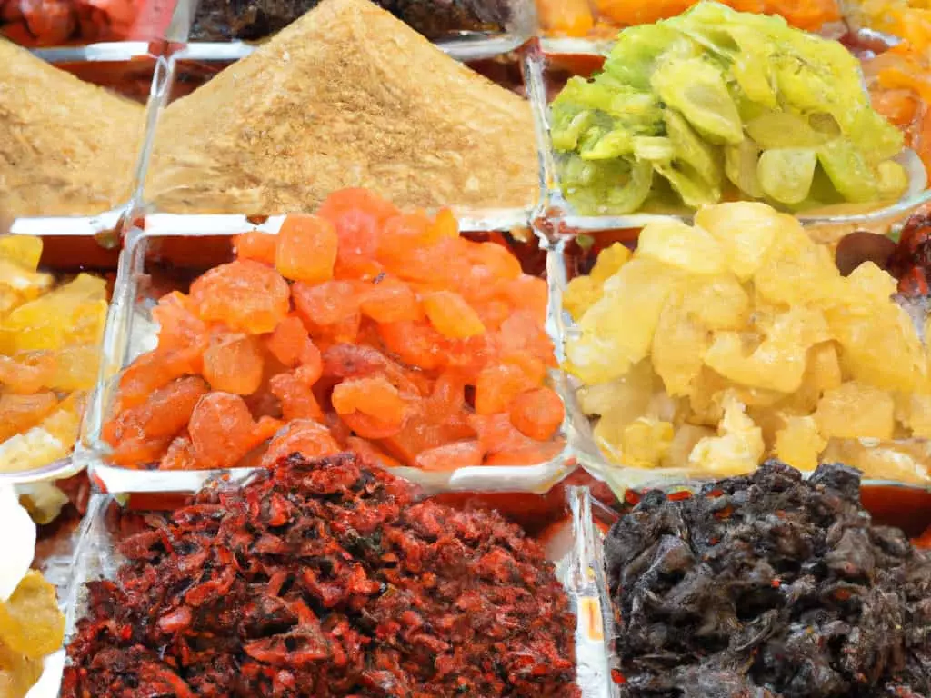A Variety Of Dried Fruits At Market edited